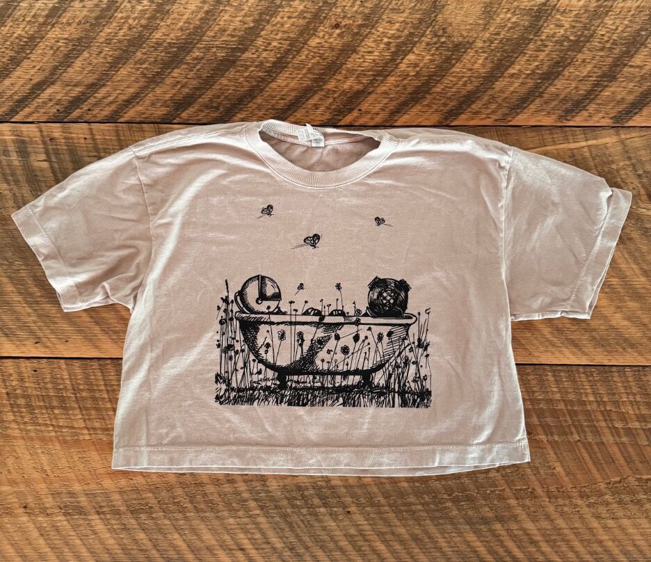 Morning Glory Farm “Clawfoot Universe” Boxy Faded Bone T-Shirt